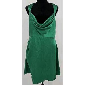 Runaway the Label Women's Slip Dress‎ L Green With Cowl Neckline
